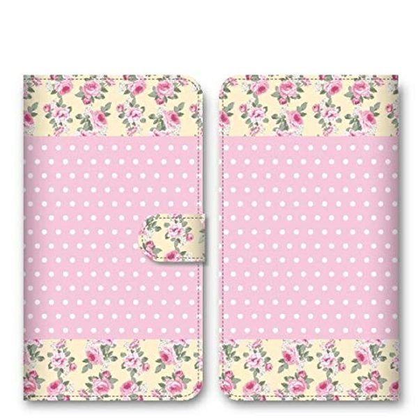 Smartphone Case Flip Type Compatible With All Models Floral Polka Dot Pattern
