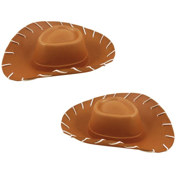 Quickdraw 2 x Childrens Brown Cowboy Hat Wild West EVA Toy Story Fancy Dress Costume Accessory