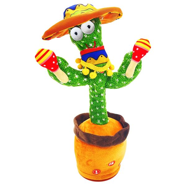 JAKCJFII Talking Cactus Toy for Kids Boys and Girls, Adjust Volume Dancing Cactus Toy Singing Mimicking Recording Toys Repeats What You Say, Comes with 120 English Songs Singing Talking Musical Toys