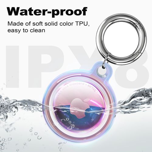 IPX8 Waterproof Apple Airtag Holder, Airtag Keychain, Air Tag Case GPS Item Finders Accessories, Anti-Scratch Full Body Protective Air Tags Holder, Pink Colorful