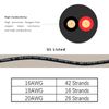 Cableague 20 AWG 2 Conductor Electrical Wire 50FT Oxygen-Free Copper Flexible Low Voltage Cable