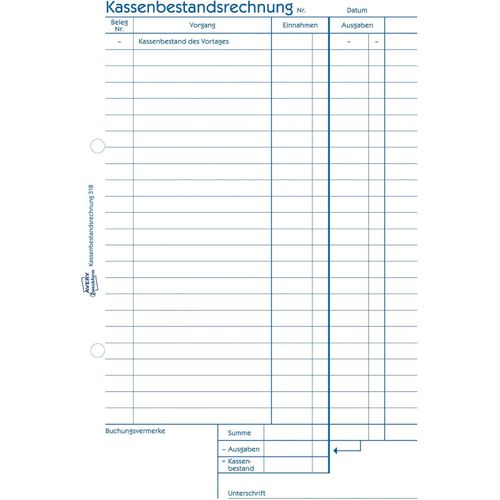 AVERY Zweckform 318 Cash Inventory Invoice (A5, 50 Sheets, Determination of Daily Revenue & Cash Inventory, Tested by Legal Experts, for DE/AT, for Proper Accounting Accounting), White (A5, Pack of 10