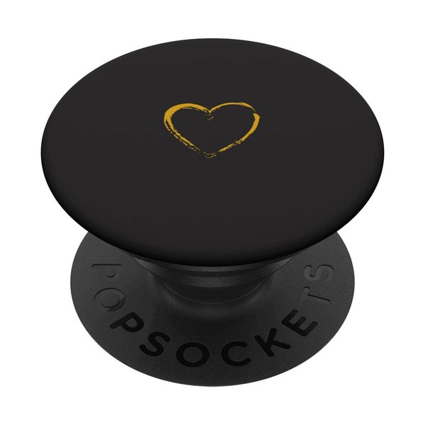 PopSockets Golden Heart Black PopSockets with Interchangeable PopGrip