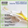 MOUTHWATCHERS Dr Plotkas Extra Soft Kids Toothbrushes Manual Flossing Toothbrushes | Ultra Clean Nano Toothbrushes | 4 Pack – 2 Yellow and 2 Pink Childrens Toothbrushes