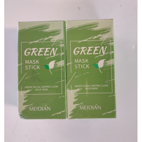 2 Pcs Green Tea Mask Stick Facial Cleansing Oil Acne Blackhead Contro Deep Clean