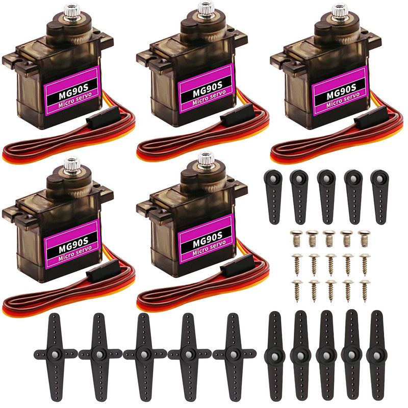 DaFuRui 5pack MG90S Servo Motor， Mini 9G MG90S Micro Servo Metal Geared ...