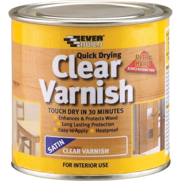 Everbuild Quick Drying Wood Varnish Satin Clear 250ml