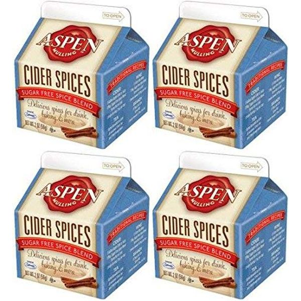 Aspen Mulling Cider Spice 4 Pack Qty of 4, 2 Ounce Cartons (Sugar-Free Spice Blend)