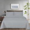 B&B Double Bedspread Throw Soft Embroidery Pattern Embossed Microfiber Polyester Quilt Coverlet Bedspread Bed Throw with 2 Pillow Shams (Grey Square)