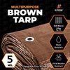 Multipurpose Protective Cover Brown Poly Tarp 15' x 20', Drop Cloth - Durable