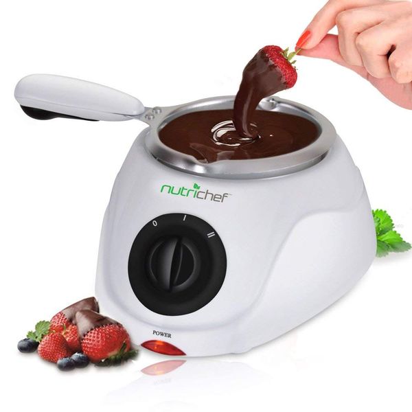 NutriChef Chocolate Melting Warming Fondue Pot - 25W Chocolate Melter 8.8 Oz Capacity - Keep Warm Dipping Function & Removable Pot - Perfect for Melting Chocolate, Butter & Cheese - Parties & Dessert