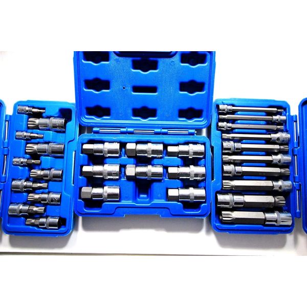 28pc Hex & XZN 12 Point MM Triple Square Spline Bit Socket Set Tamper Proof Bit