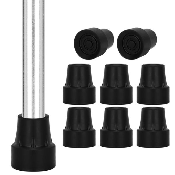 supregear Rubber Ferrule for Walking Sticks, 8-Pack 19 mm Replacement Rubber Cane Tips Walking Cane Accessories with Metal Inserts, Black