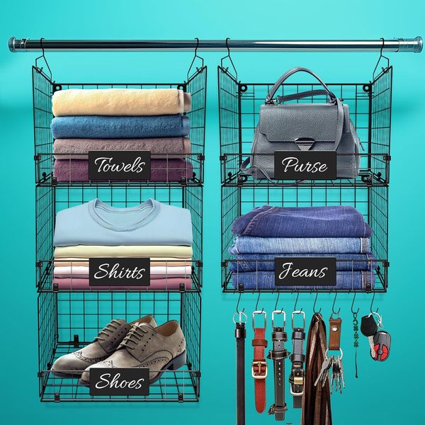 5-Tier Adjustable Hanging Closet Organizer – Maximize Hanging Storage W/ 4 Hangi