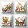4 Piece Easter Flower Pillow Cover Home Decor Printed One Side Excludes Fillers