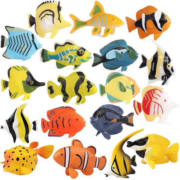 SCAHOW 18PCS Tropical Fish Toys for Kids, Plastic Assorted Miniature ...
