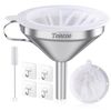 Stainless Steel Funnel Set With Strainer And Cleaning Brush Kitchen Essential