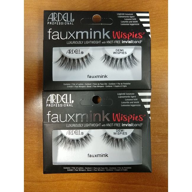 2 Pk: Fauxmink Wispies Eyelashes - DEMI WISPIES - Black  - E14C