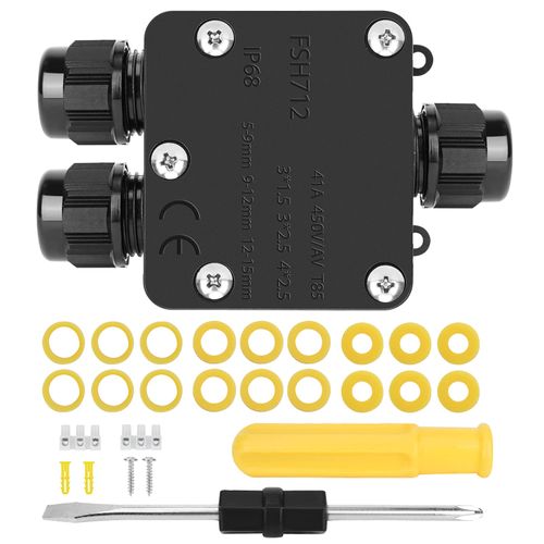 Junction Box Waterproof Junction Box Outdoor Waterproof Junction Box IP68, 2-Way Junction Box, Outdoor Junction Box, Underground Cable Terminal Box Connection Box for Diameter 4 mm - 15 mm Cable