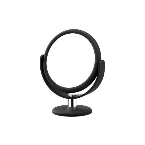 Danielle Creations 6.75-Inch Portable Two-Sided Vanity Round Vanity Makeup Mirror, No-Slip Soft Touch with 360 Rotation, 12x Magnification, Midnight Matte Black