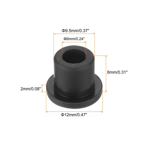 MECCANIXITY 50Pcs T Shape Rubber Grommet Mount Dia 10mm ID 6mm H 11mm Black Seal Protection Cable Grommets Flexible for Cable Pipe