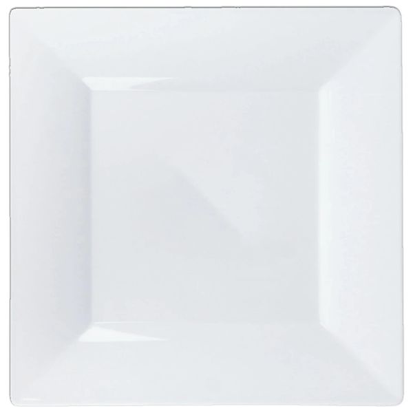 10.75" Disposable Square Plastic White Dinner Plates Splendid Design 30pcs