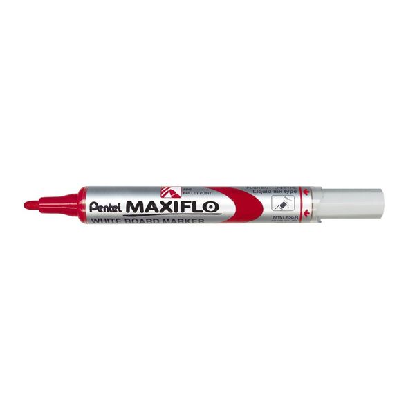 Pentel MAXIFLO MWL5S Whiteboard Marker - Red (Pack of 5)