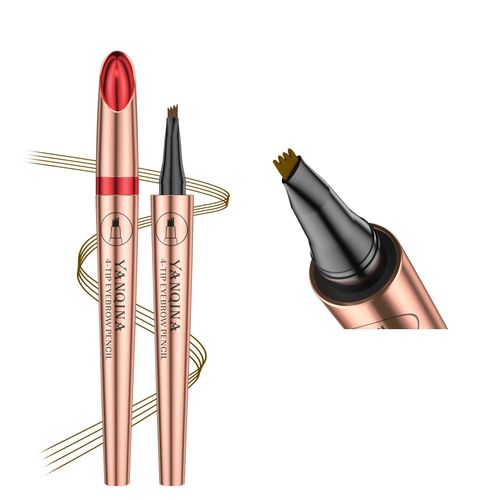 Anifer Liquid Microblading Dark Brown Eyebrow Pencil, Waterproof, Long-Lasting, Natural, 4-Point Fork Tip Eyebrow Pencil. (Dark Brown/Dark Brown #02)