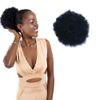 8inch Black Afro Puff Drawstring Ponytail Extension Synthetic Short Curly Hair Wig Hair Puff Bun Updo Hairpieces Afro Kinky Curly Ponytail with Two Clips