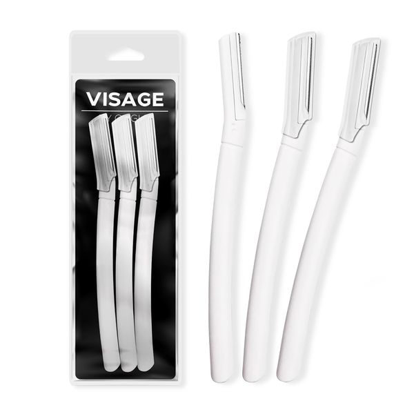 Visage Precision Facial Razors, Touch-up Dermaplaning Tool, Eyebrow Razor, Facial Hair/Peach Fuzz Removal, Face Shavers for Women and Men - 3 count