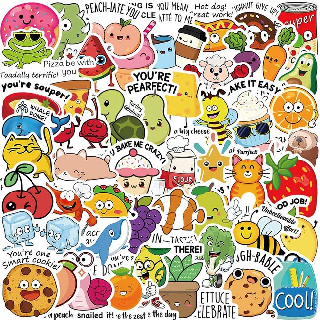 50PCS Punny Rewards Motivational Stickers, Incentives Stickers Positive Punny Teacher Supplies Stickers for Kids School Classroom