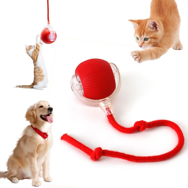 2024 New Chewie Viral Rolling Cat Ball, Interactive Rolling Dog Balls, Interactive Cat Toys, Pet Smart Ball Toys, Pet Balls That Can Move On Their Own, 360° Automatic Barrier Free Rolling Balls (Red)