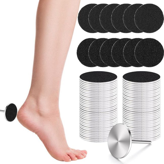 EBANKU 150 PCS Foot Files Discs, Electric Foot File Hard Skin Remover Discs Callus Remover Pads Pedicure Sandpapers Replacement with Steel Nail Drill Bit for Pedicure Salon, Coarse #80 fine #180(25mm)