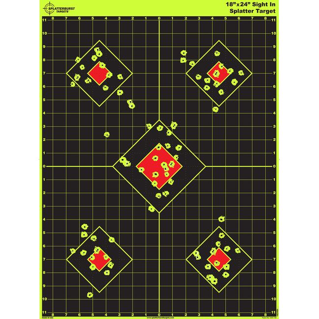 Splatterburst Targets - 18 x 24 inch - Sight in Splatter Target - Easily See Your Shots Burst Bright Fluorescent Yellow Upon Impact - Made in USA (10 Pack)