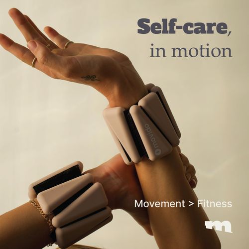 Movido Wrist and Ankle Weights | 1 lb each (2 per set) | Adjustable Workout Weights for Women and Men | Perfect for Yoga, Walking, Pilates, Hiking, Aerobics, Movement (Coconut)