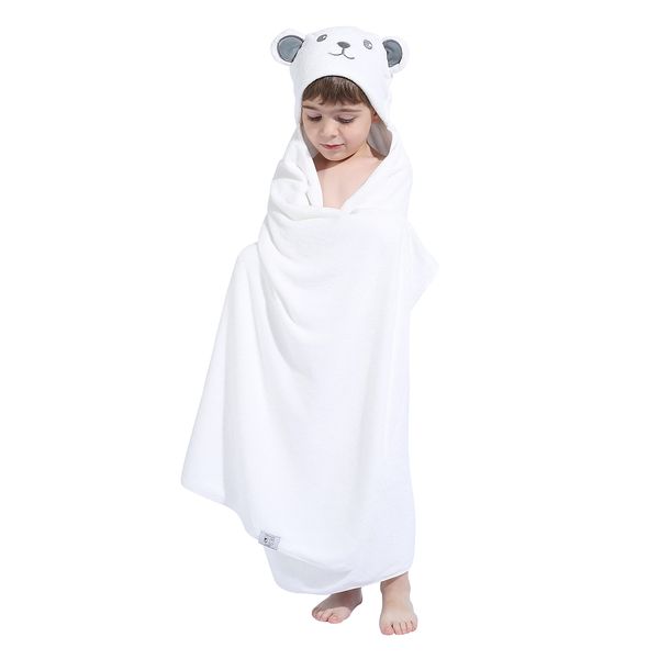 HIPHOP PANDA Hooded Towel for Kids - Viscose Derived from Bamboo, 30 X 50 INCH Large Size for 3-10 Yrs - Premium Kids Bath Towel Beach Towels Wrap for Girls, Boys, Bear