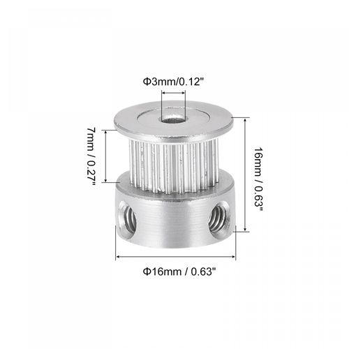 uxcell Timing Pulley 20 Teeth Aluminum Synchronous Wheel Silver 3D Printer Belt Bore Diameter 3mm for CNC Machines 2pcs