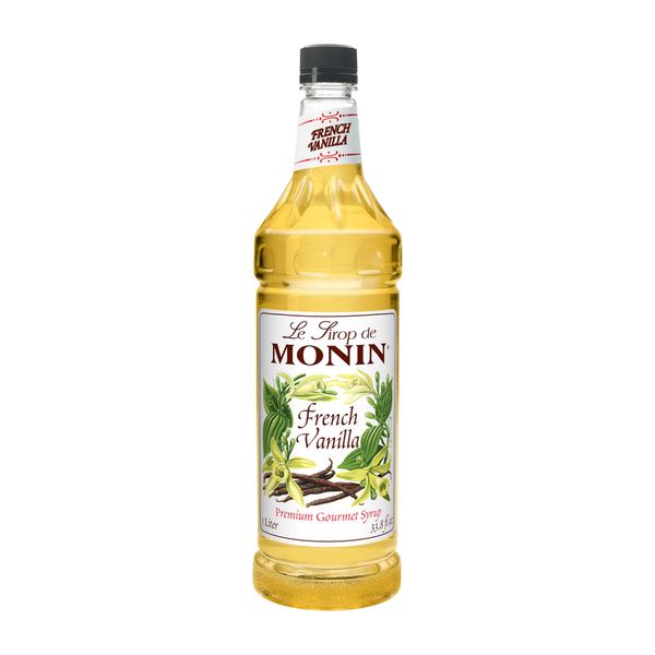 Monin - French Vanilla Syrup, Boxed, Versatile Flavor, Natural Flavors, Great for Coffees, Cocktails, Shakes, and Kids Drinks, Non-GMO, Gluten-Free (1 Liter)