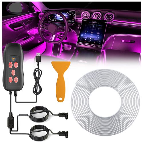 Qoope Interior Car LED Strip Lights 12V RGB LED Ambient Lighting, USB Fiber Optic Lights 5M 16 FT Interior Car Lights with for Decorative Accessories