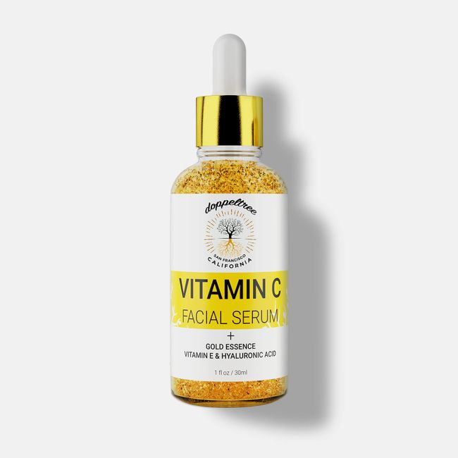 Doppeltree Organic Vitamin C Facial Serum for Face with Hyaluronic Acid, Vitamin E and 24K Gold - Anti Aging, Wrinkles, Dark Spots & Acne S