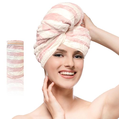 Chloven Large Microfiber Hair Towel Wrap for Women - Anti Frizz Hair Turbans for Wet Hair,Super Absorbent &Lightweight Hair Wrap Towels Hair Drying Towel for Curly Long Hair with Elastic Strap