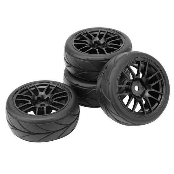 Rc Car Wheels, 4PCS RC Racing Rubber Tires Fit HSP HPI 9068-6081 1/10 Car On Road Wheel Rim