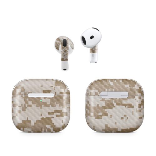 Carbon Fiber (2 Pack) Headphone Skin Compatible with Apple AirPods 4 - Desert Camo - Premium 3M Vinyl Protective Wrap Decal Cover - Easy to Apply | Crafted in The USA by MightySkins