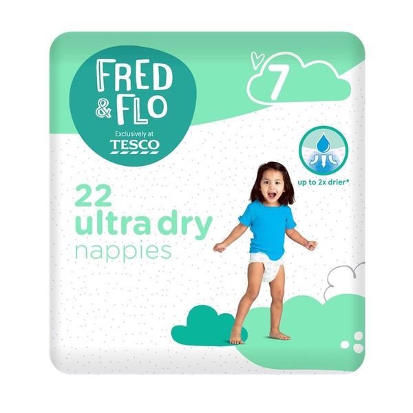 2X Fred & Flo Size 7 Nappies 22 Pack