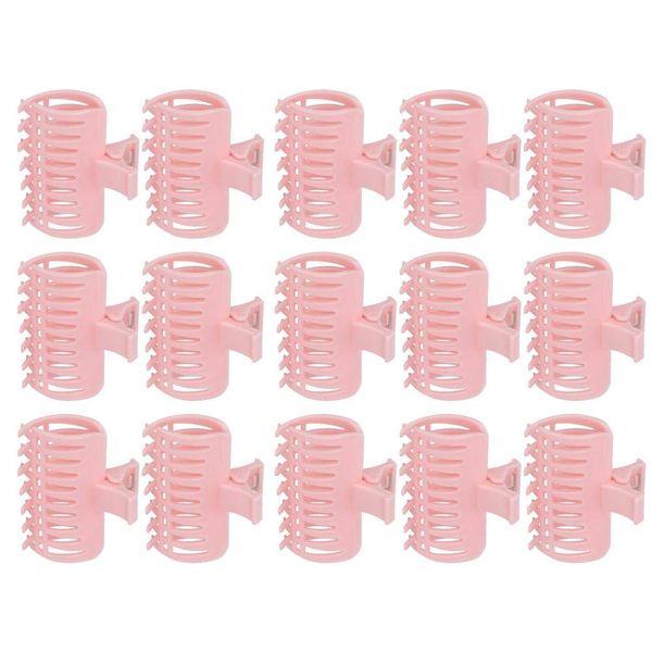 Hot Roller Clips, Hair Curler Clip Hair Roller Claw Clips Fixing Clamp Holding Section Claw Hairdressing Tool -15Pcs/Set Pink(Pink)