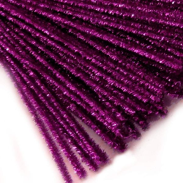 The Crafts Outlet Chenille Sparkly Stems, Pipe Cleaner, 20-in (50-cm), 100-pc, Fuchsia