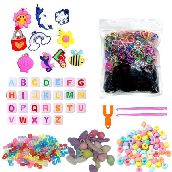 Tuilful Loom Bands Kit Vibrant Colours Loom Bands Friendship Bracelet Kit for Boys and Girls includes Loom Bands Alphabet Beads S Hooks with Storage Box DIY Craft Gift (1000 Refil)