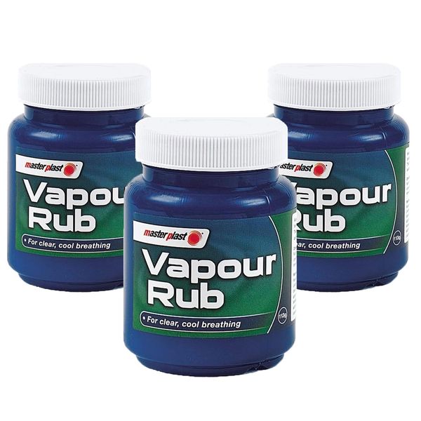 Masterplast Vapour Rub Relief Cough Cold and Flu-Like Symptoms. Helps Relieve Coughing, Nasal Congestion and Ease Breathing, Head Balm Menthol Rub & Eucalyptus Rub, 3x100 g + Cheeroo Magnet