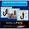 WallPeg 200 Locking J Peg Hooks Kit for Pegboard Panel Tool Jewelry Craft (PH-6)