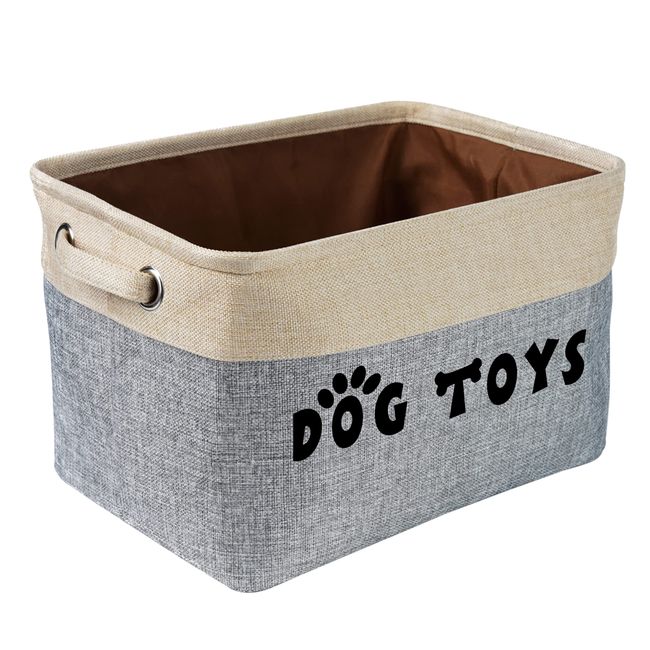 PET ARTIST Non-Customized Dog Toy Storage Basket, Gray, 15"L x 11"W x 9"H